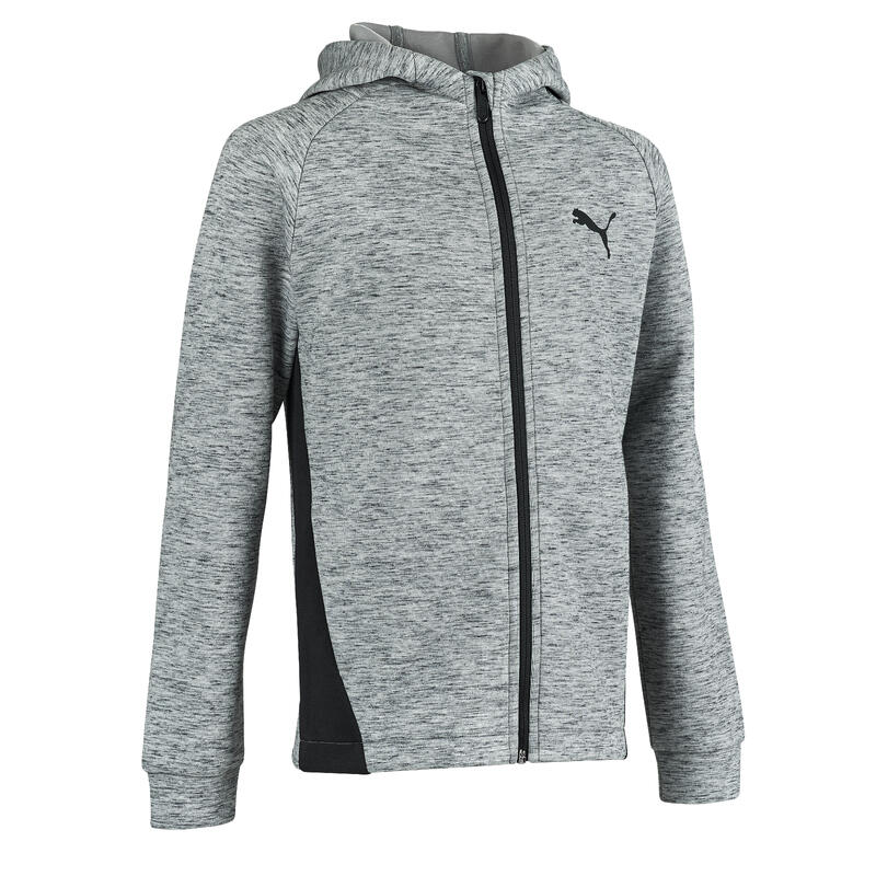 Sudadera Puma Niño Niña con Capucha Y Cremallera gris claro jaspeado