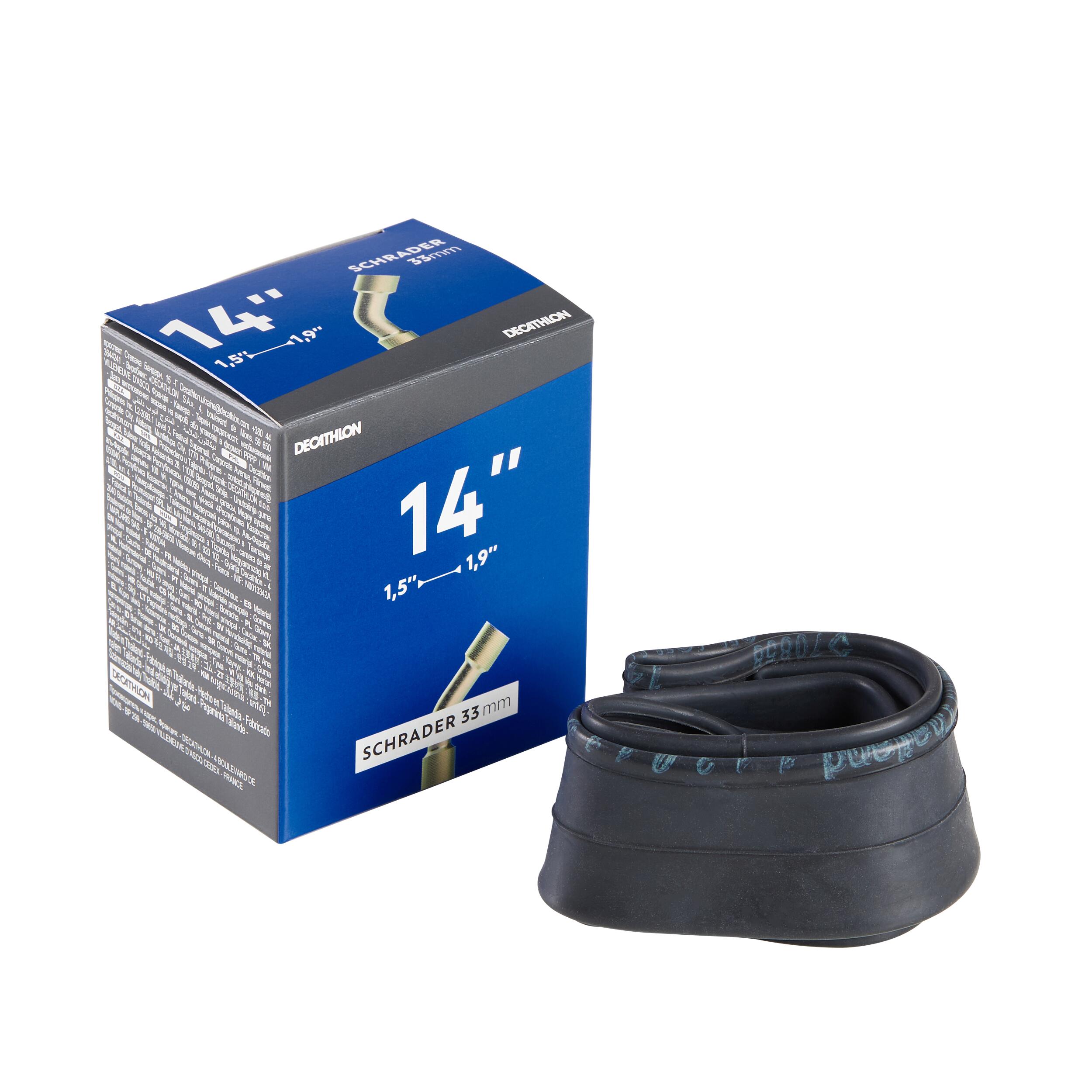 Chambre à air 14 x 1,5/1,9 valve Schrader coudée - DECATHLON