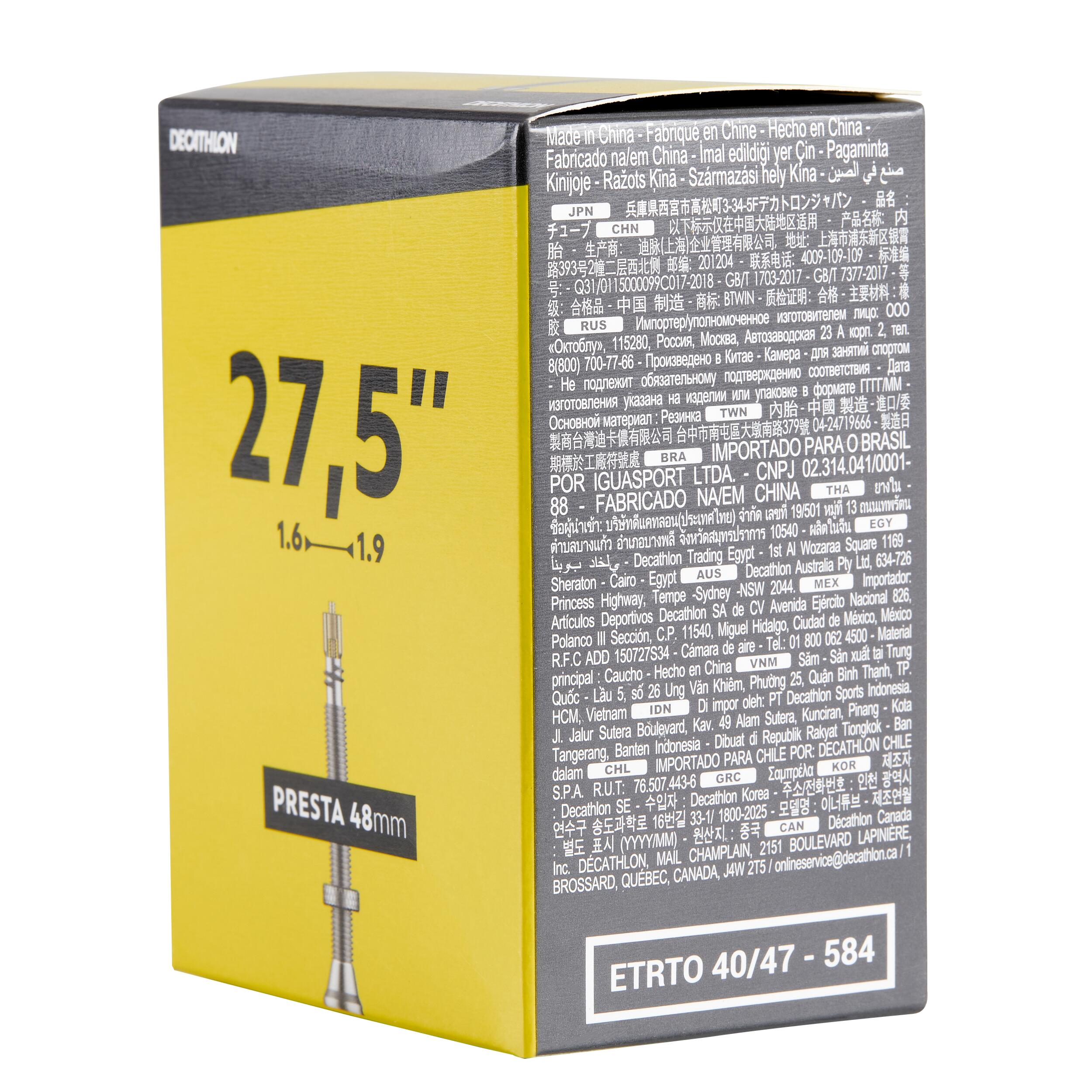 FAHRRADSCHLAUCH GRAVEL 27,5×1,6-1,9 PRESTA GEWINDE 2/5