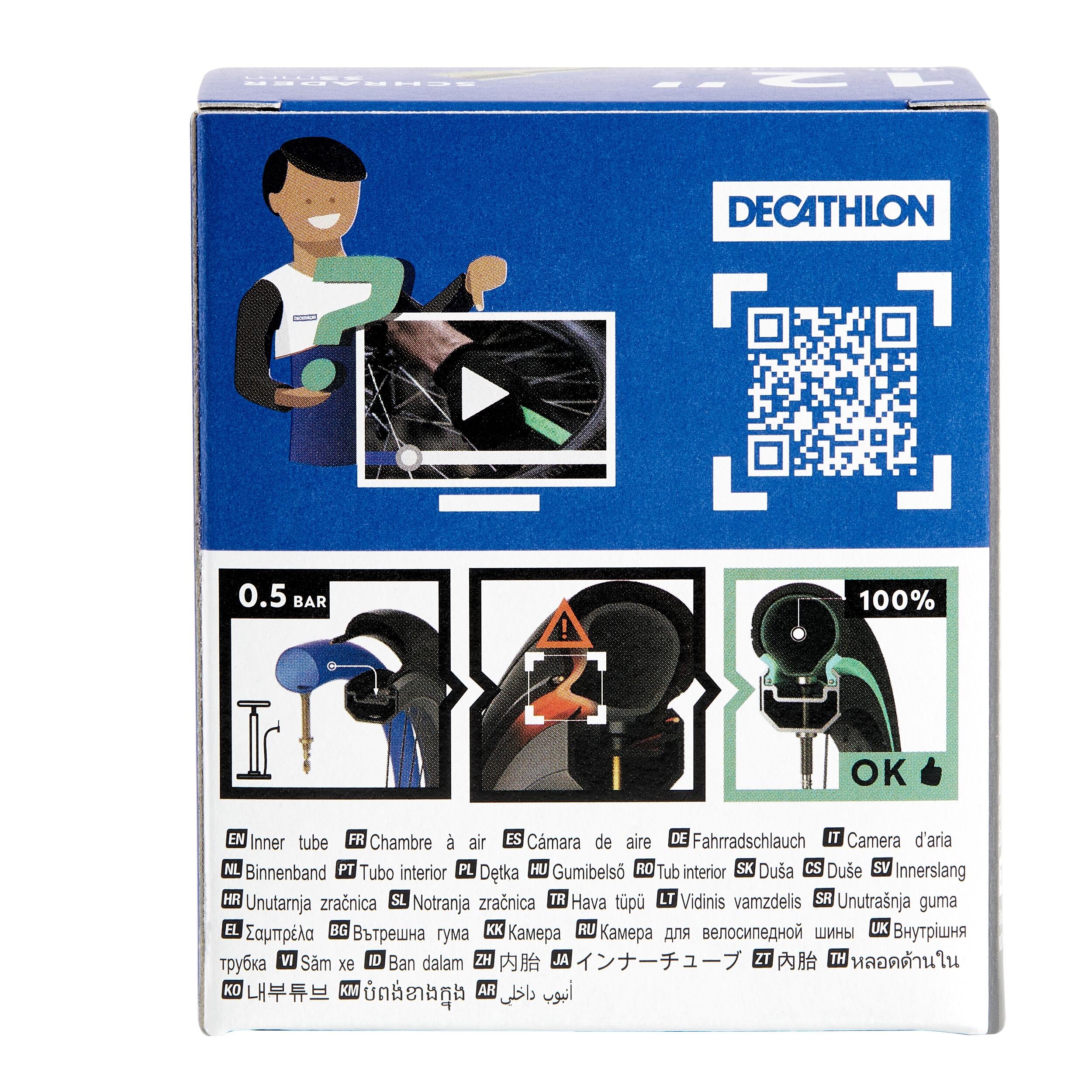 DECATHLON Duša 12'' s profilom od 1,4 do 1,9 zahnutý ventil Schrader bez · záber 4