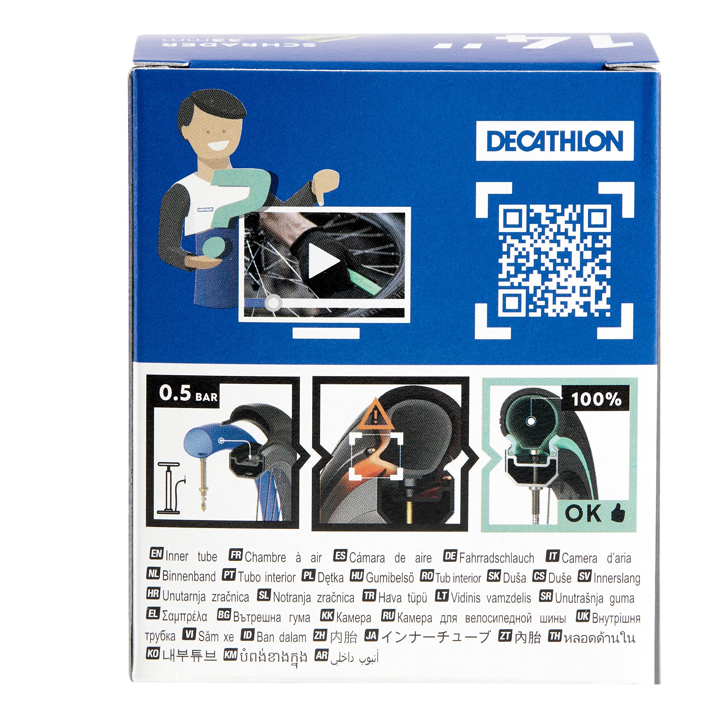 DECATHLON Duša 14" od 1,5 do 1,9 mm so zahnutým ventilom SCHRADER bez · záber 5