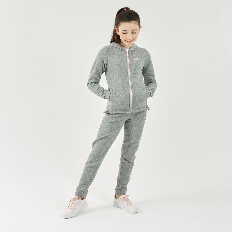 Felpa con cappuccio bambina ginnastica Puma 500 grigio chiaro melange