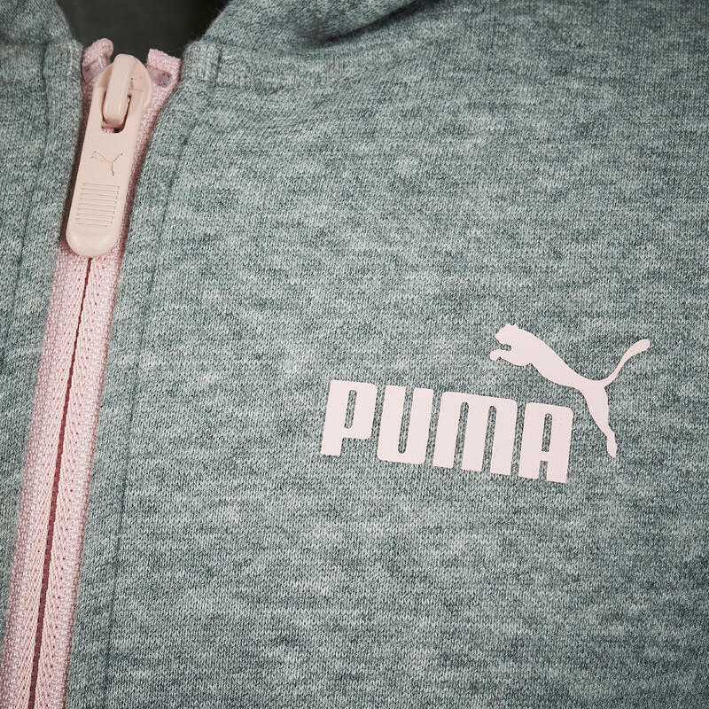 Felpa con cappuccio bambina ginnastica Puma 500 grigio chiaro melange