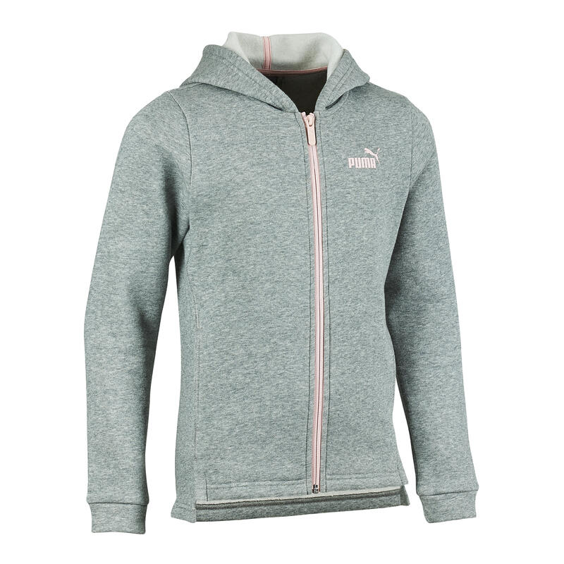 Felpa con cappuccio bambina ginnastica Puma 500 grigio chiaro melange