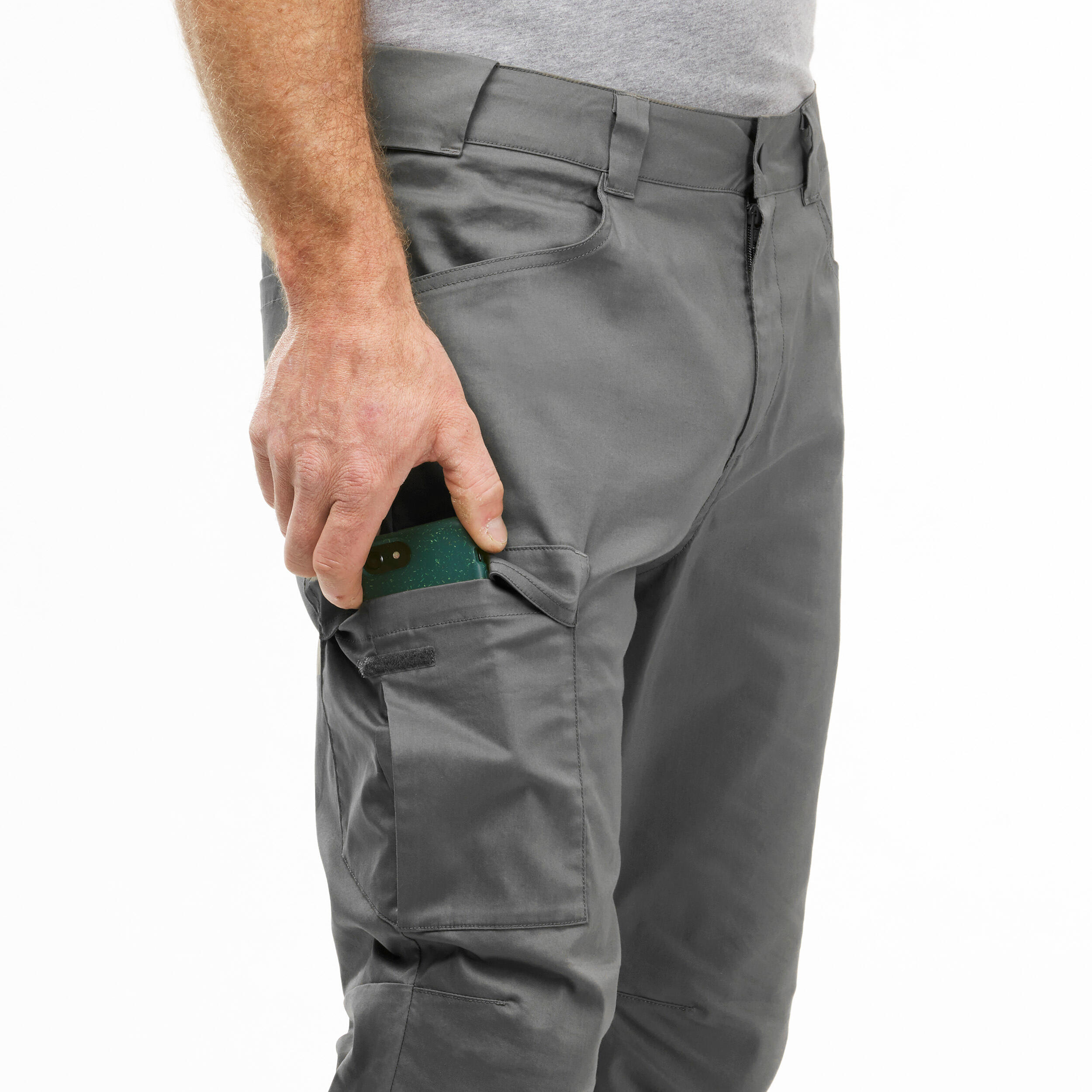 Men Nature Hiking Trousers NH100 Grey