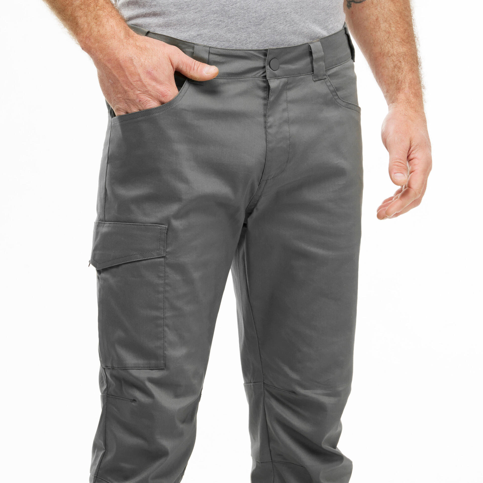 Hiking/ Camping/ Trekking Trousers Men Nh100 (Stretchable) Dark Grey Quechua