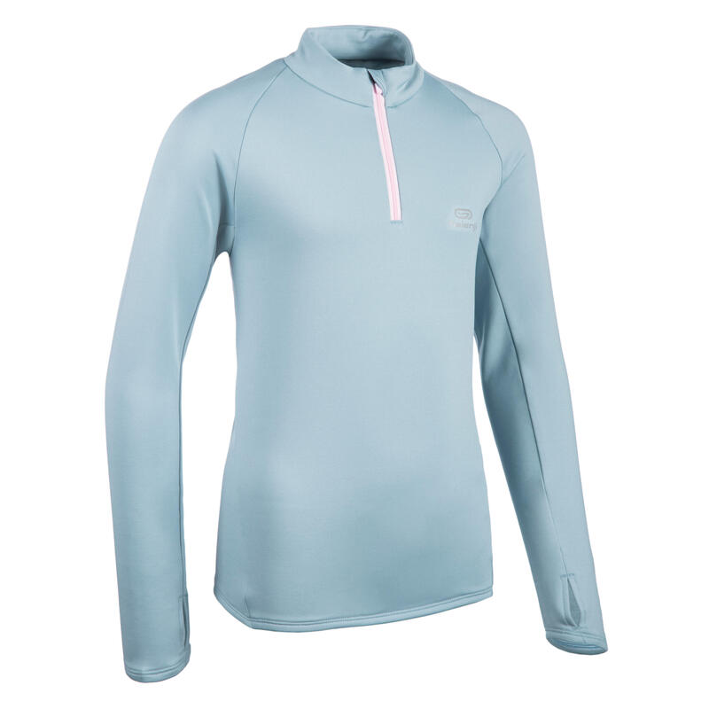 CAMISOLA DE CORRIDA INVERNO MULHER KIPRUN WARM LIGHT AZUL