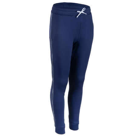 Брюки беговые теплые синтетические дышащие для детей темно-синие S500
