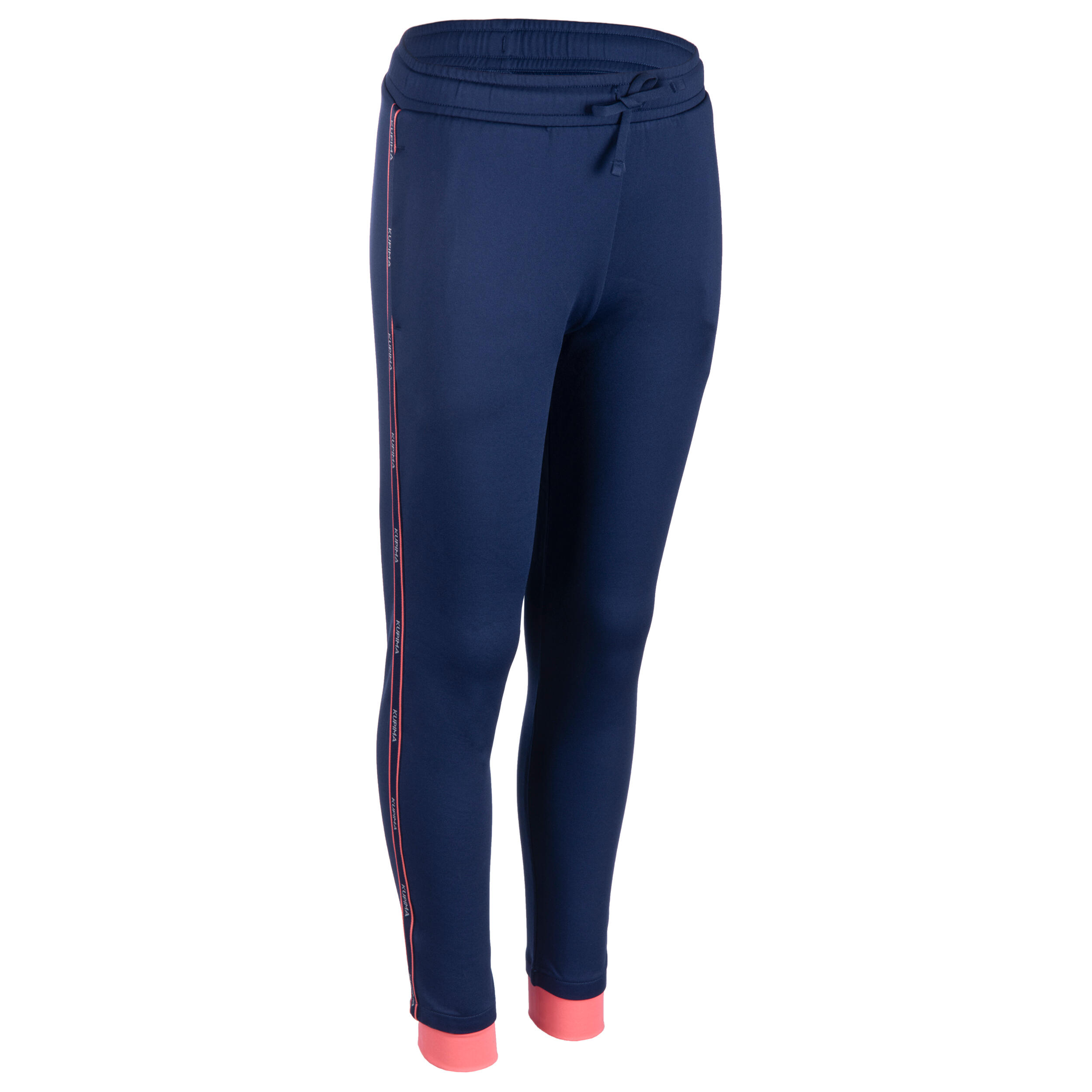 Kids' Warm Breathable Synthetic Jogging Bottoms S500 - Navy/Pink 6/11