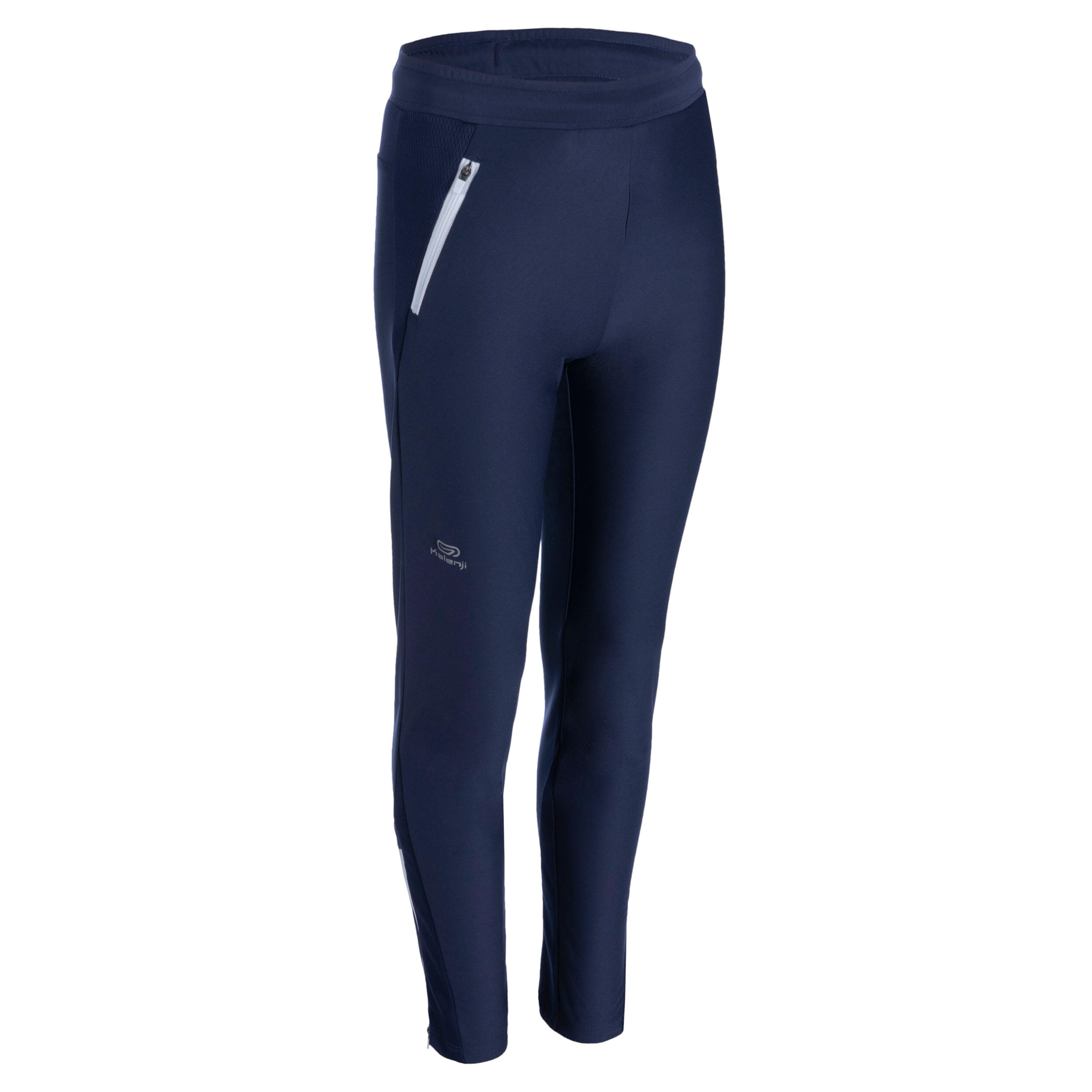 Pantalon cu fermoar Alergare AT 500 WARM Bleumarin-Gri Copii