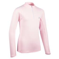 兒童保暖半開式拉鍊田徑長袖運動衫AT 100 - 粉色灰色