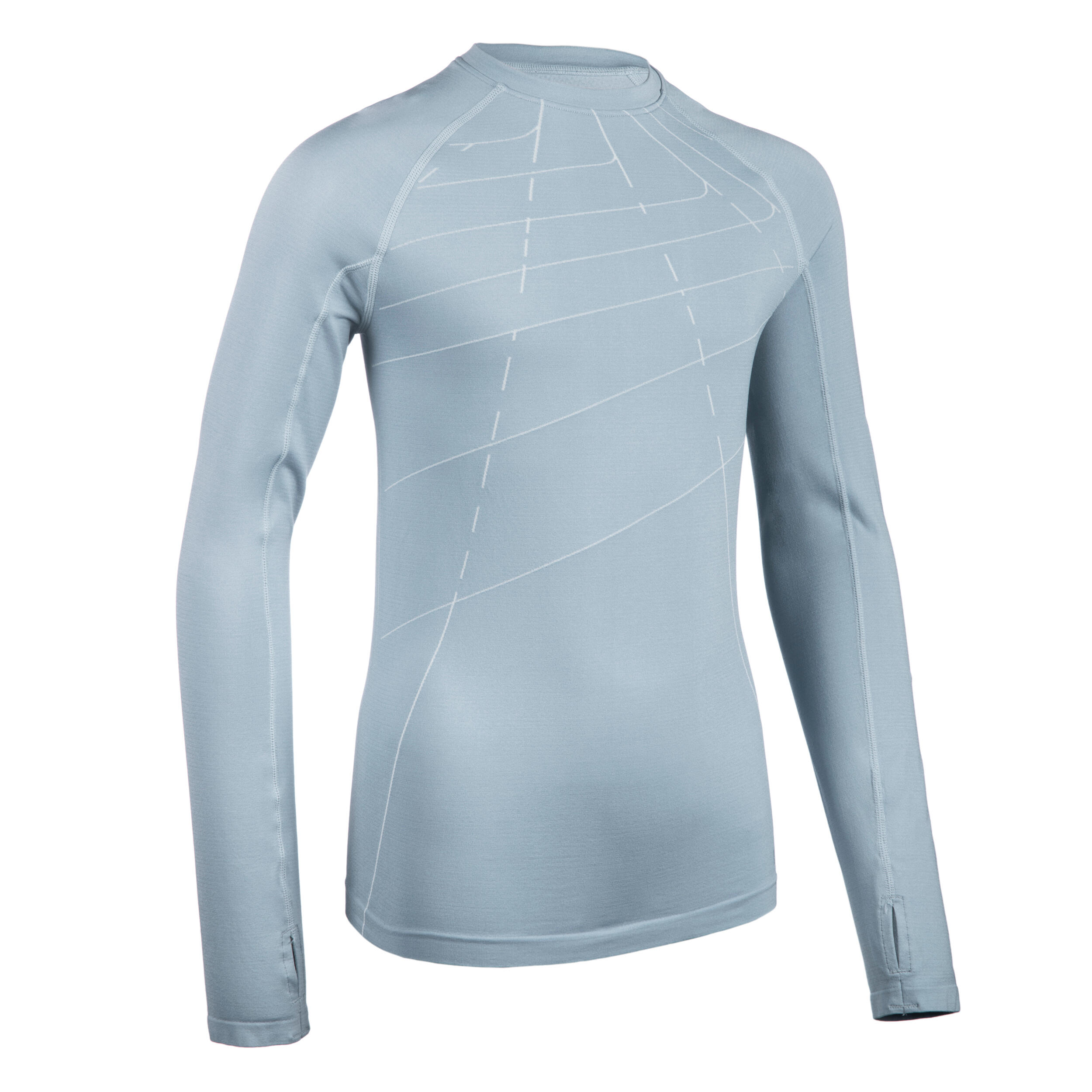 KIPRUN Children's Running Breathable Long-Sleeved T-Shirt - Kiprun Skincare Grey