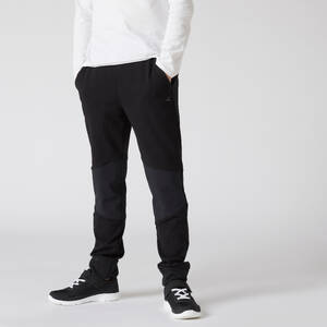 Boys' Slim-Fit Cotton Jogging Bottoms 500 - Black