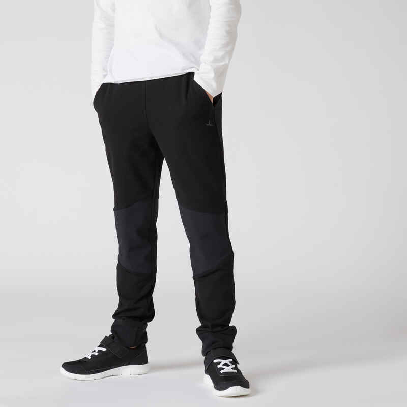Jogginghose Slim 500 leicht Baumwolle Kinder schwarz Jogginghose Slim 500 leicht Baumwolle Kinder schwarz
