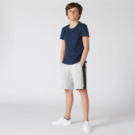 Kids' Cotton Shorts 500 - Light Mottled Grey