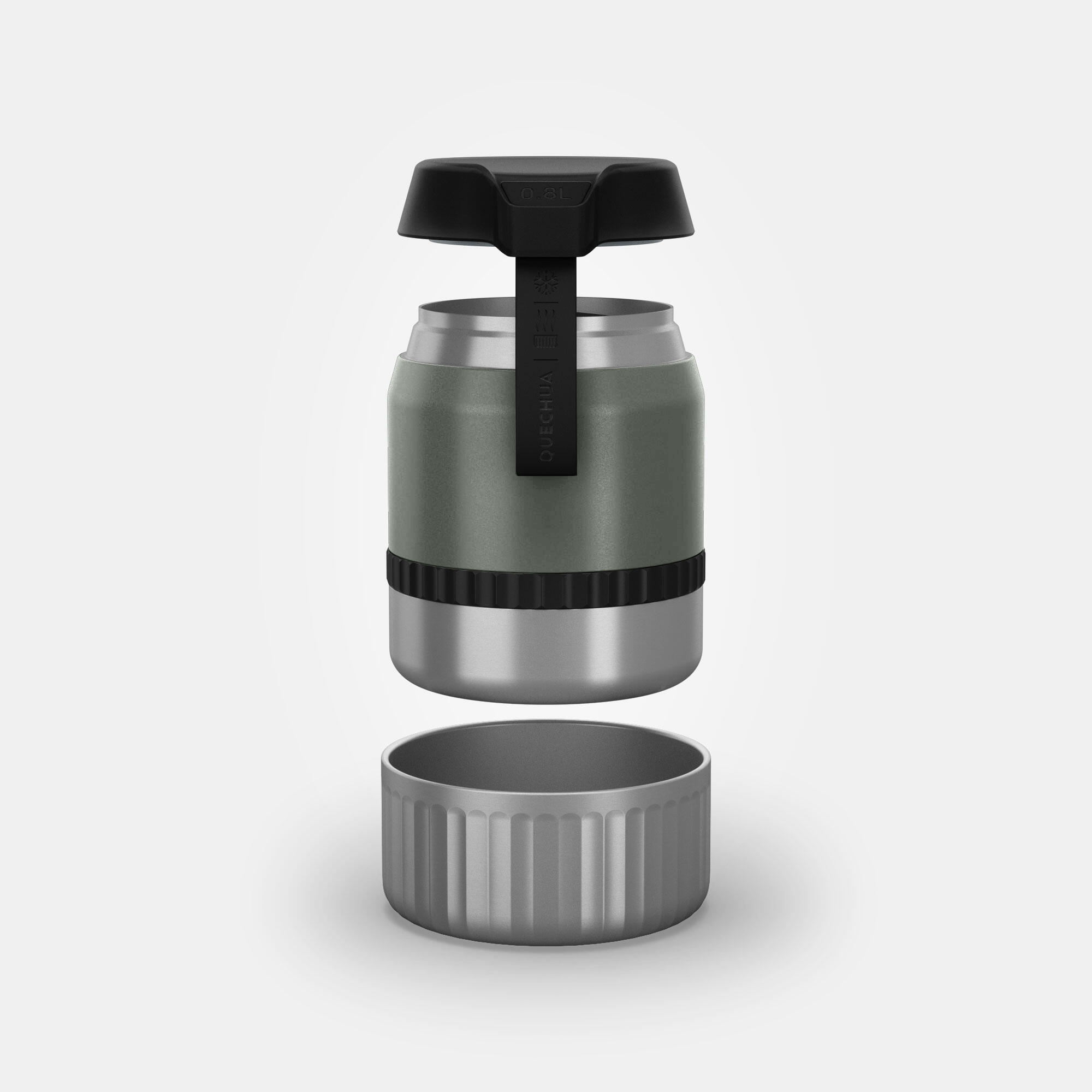 Stainless Steel Isothermal Food Box for Hiking MH500 0.8 L with Bowl Khaki 2/4