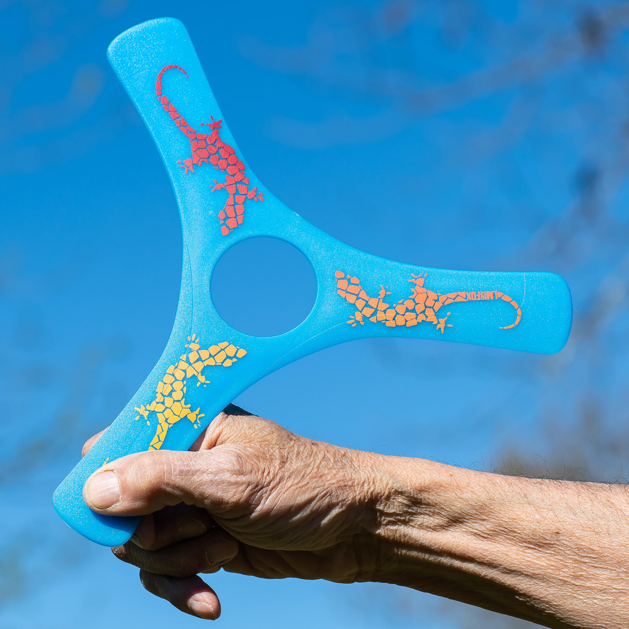 Right-Handed Tri-Blade Rigid Plastic Boomerang Fun Spinracer - Blue 2/2