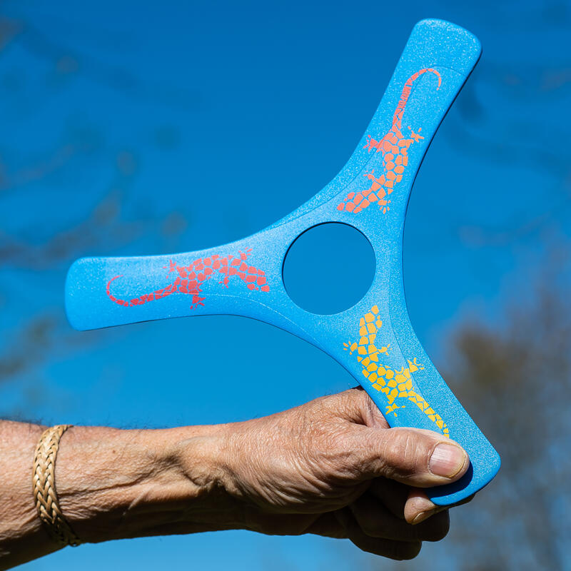 LeftHanded TriBlade Boomerang Spinracer Fun Blue Decathlon