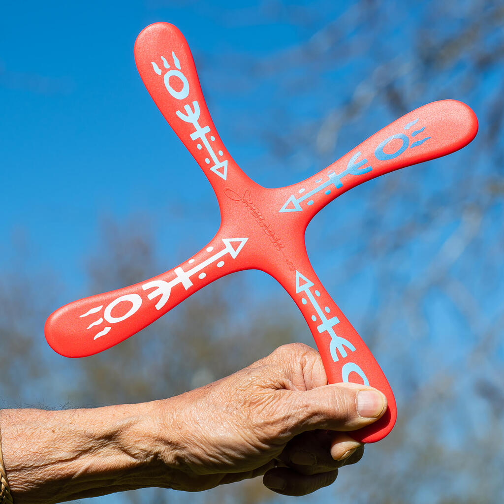 Left-Handed Quad-Blade Boomerang Skyblader - Red