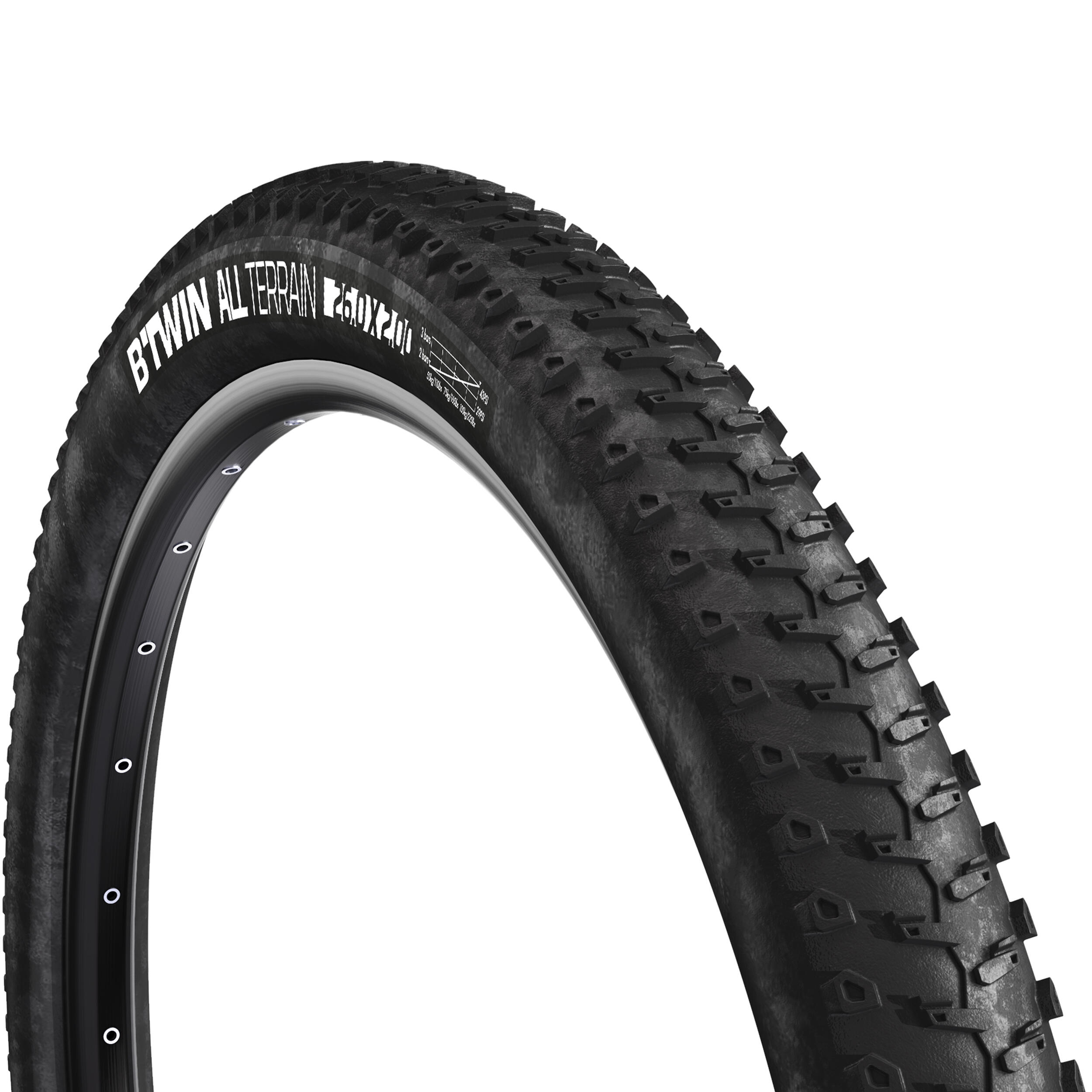 All-Terrain Mountain Bike Wire Bead Tire - 26" - BTWIN