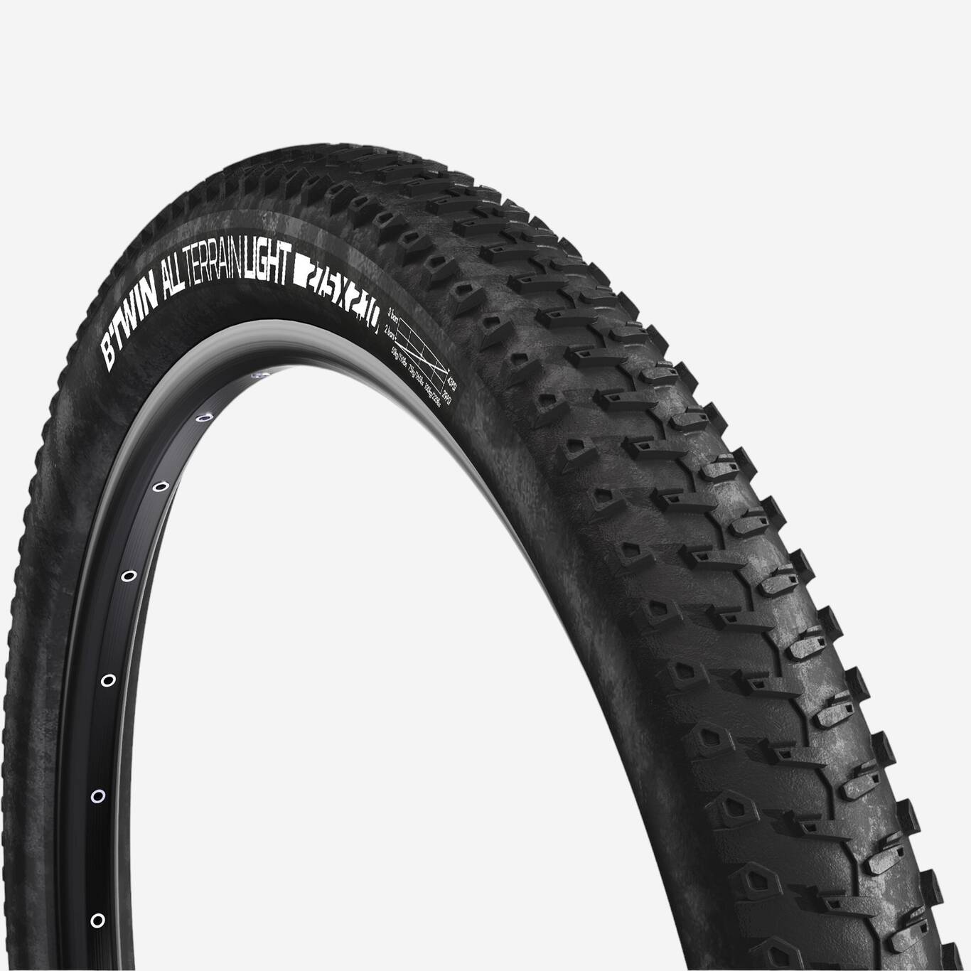 All Terrain 9 Speed 27.5x2.10 Stiff Bead Mountain Bike Tyre / ETRTO 54584 Decathlon