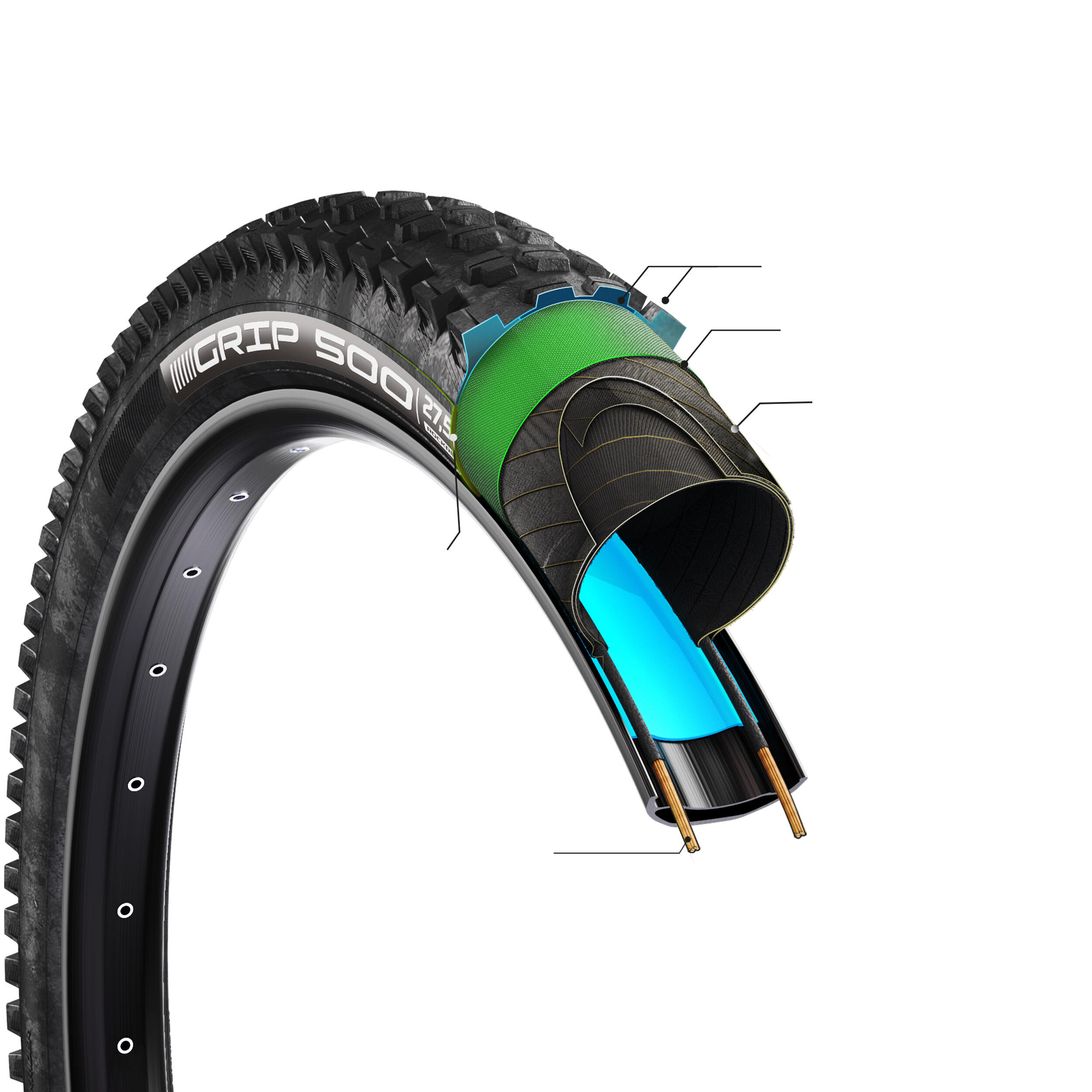 Copertone MTB GRIP 500 E+ 27,5' x 2,6 8/20