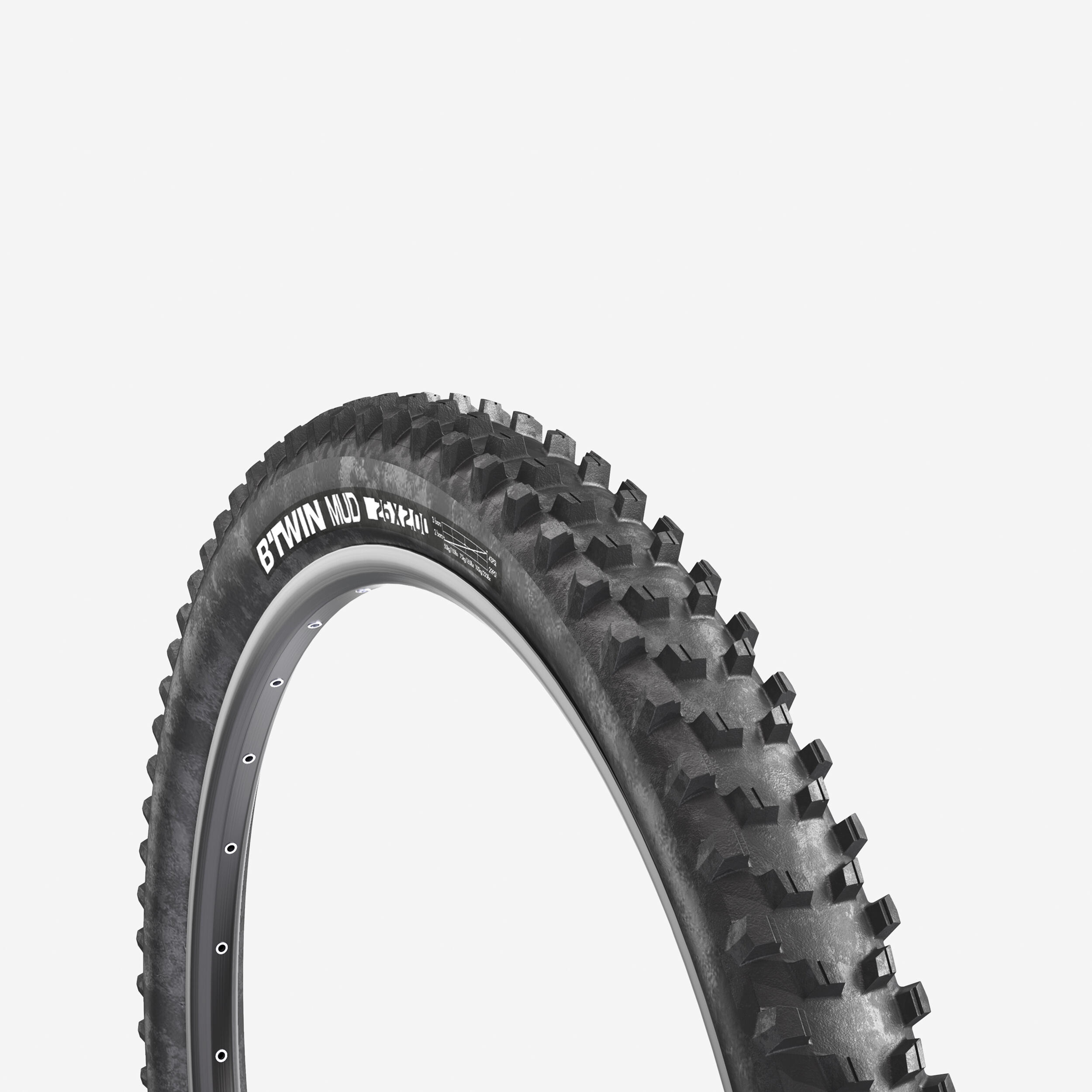 Btwin - Pneu Vtt Mud 5 26x2.00 Tringles Rigides / Etrto 50-559 - Pneu - Pneus/pieces/portage/rangement/electrifi - Noir - Taille Unique - Decathlon