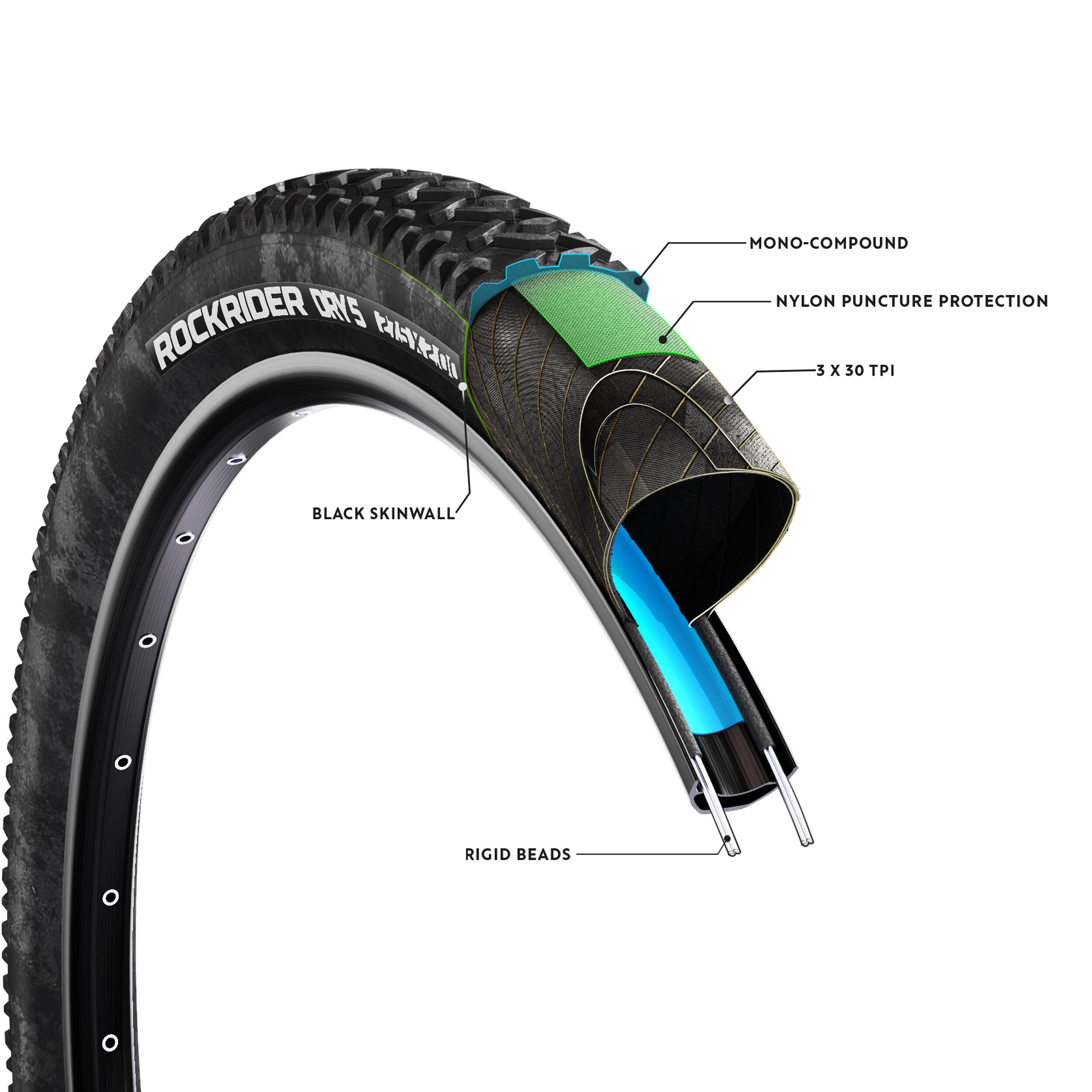 Copertone mtb DRY 5 tallone rigido 27.5 x 2.0 BTWIN | DECATHLON