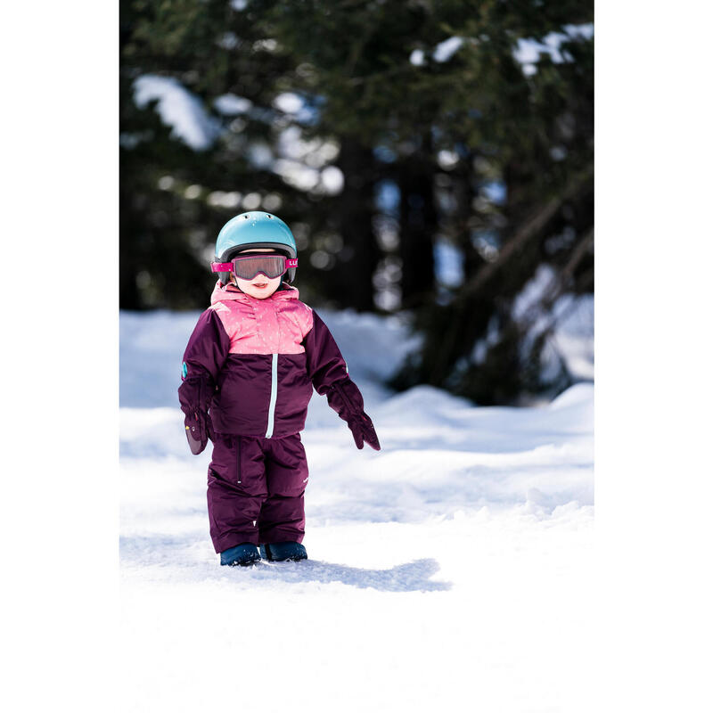 Casaco de ski bebé - 500 WARM LUGIKLIP violeta e rosa