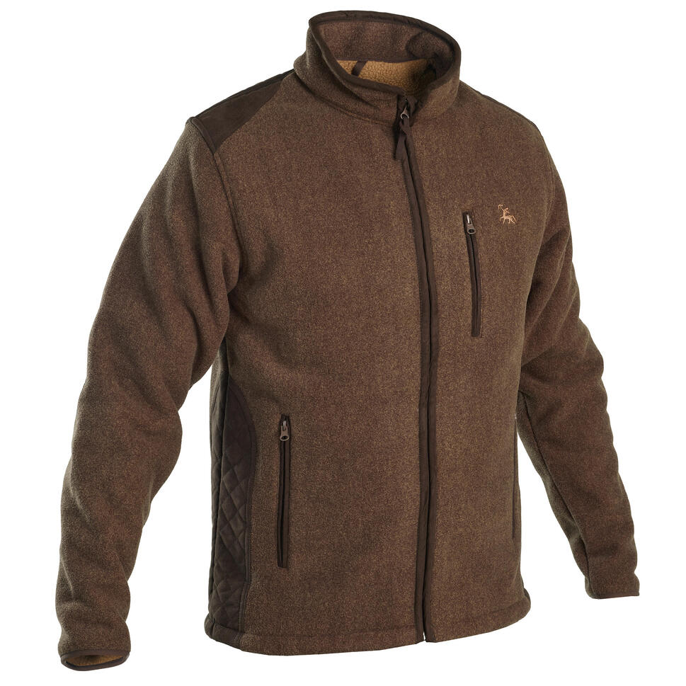 FLEECE HUNTING JACKET VERNEY CARRON BROWN LIGNE VERNEYCARRON Decathlon