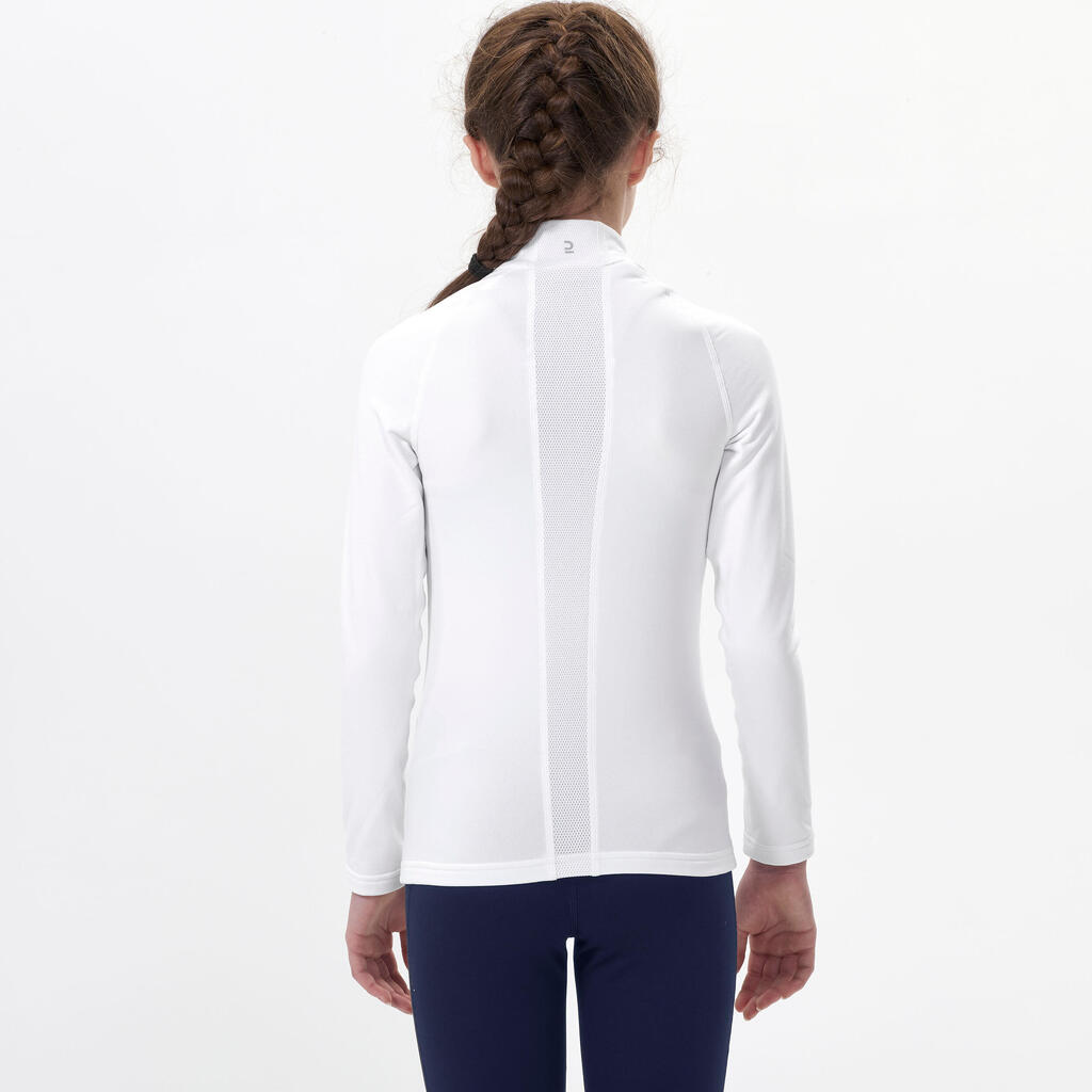 Playera térmica de esquí con medio cierre blanca para niños BL 500 