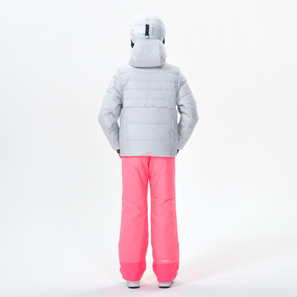 Kids’ warm and waterproof padded ski jacket - 100 warm grey