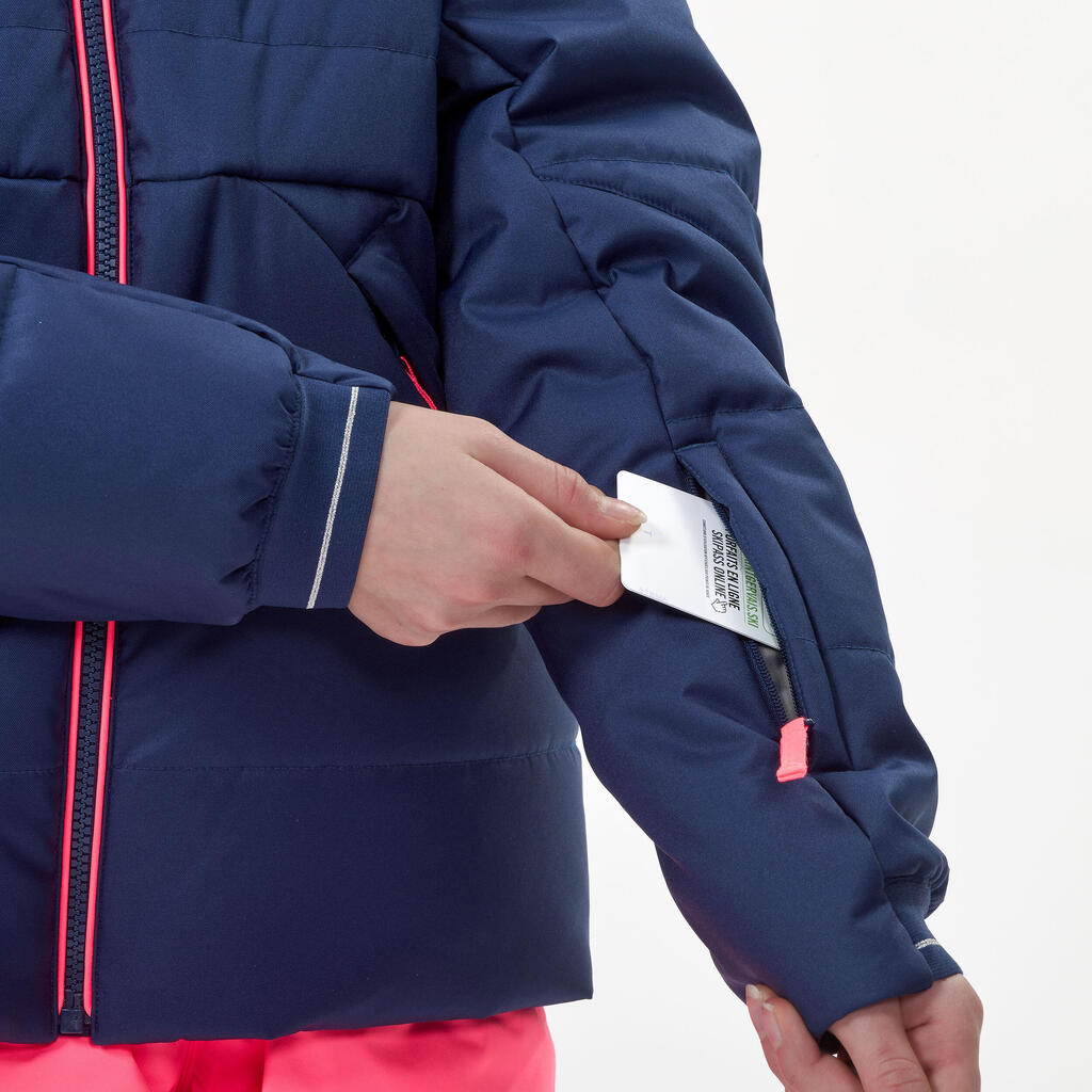 PARKA ACOLCHADA SKI NIÑOS CÁLIDA IMPERMEABLE 100 WARM AZUL MARINO