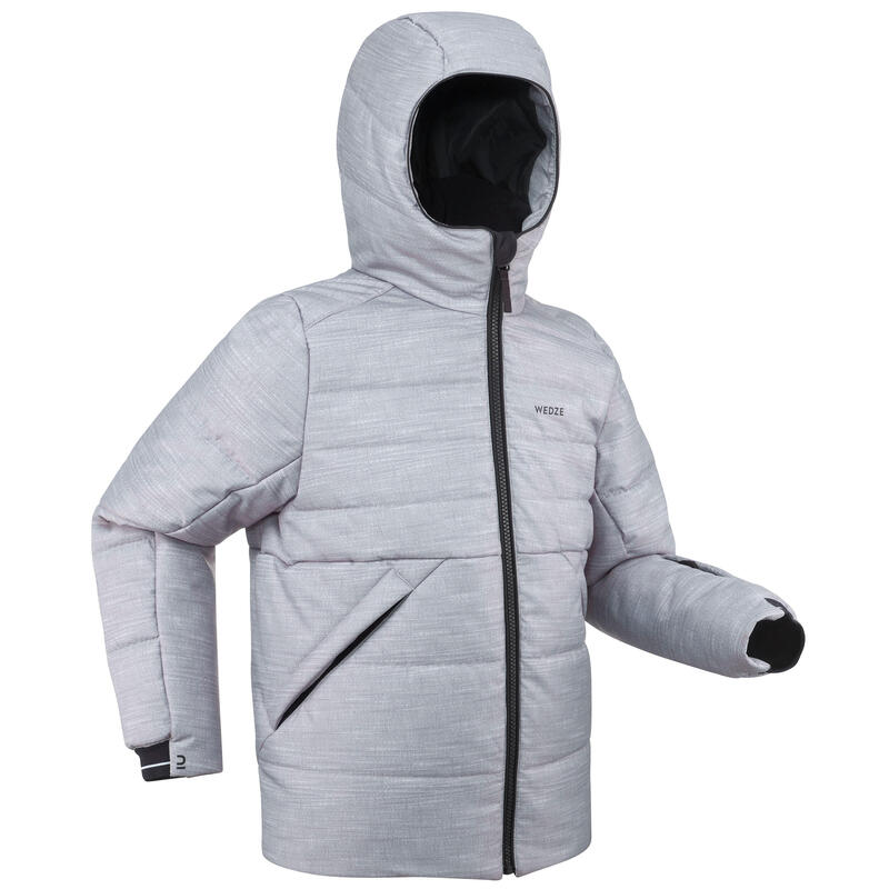 Dětská lyžařská hřejivá nepromokavá bunda 150 Warm šedá 