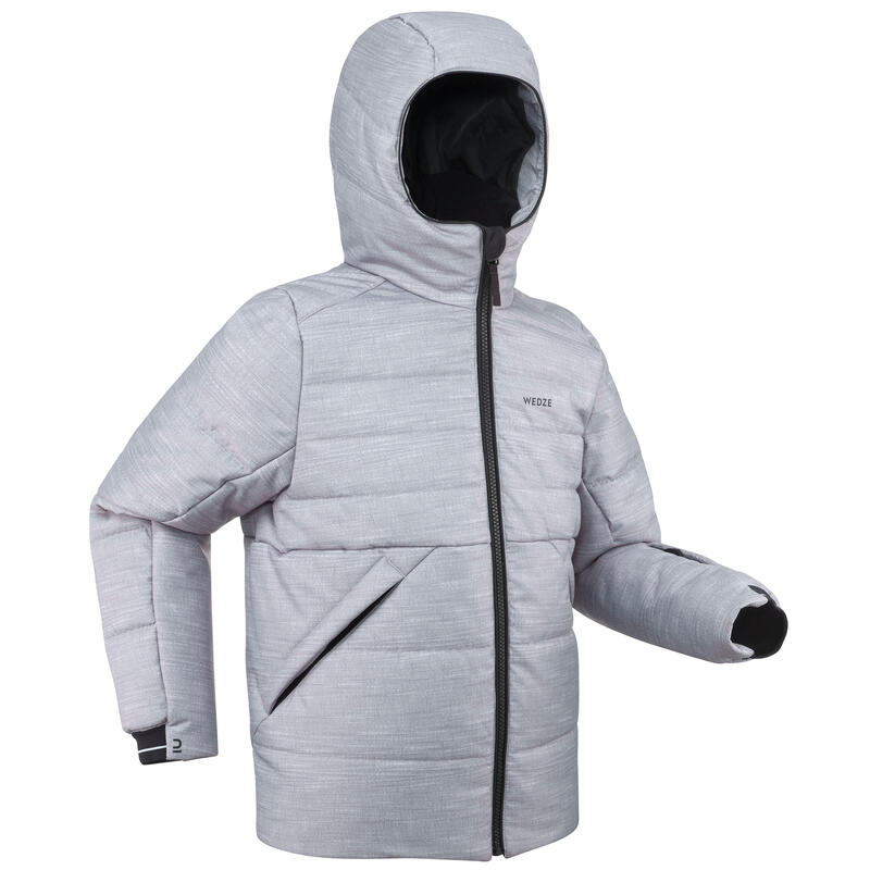 DOUDOUNE DE SKI ENFANT TRES CHAUDE ET IMPERMEABLE 150 WARM GRIS CLAIR