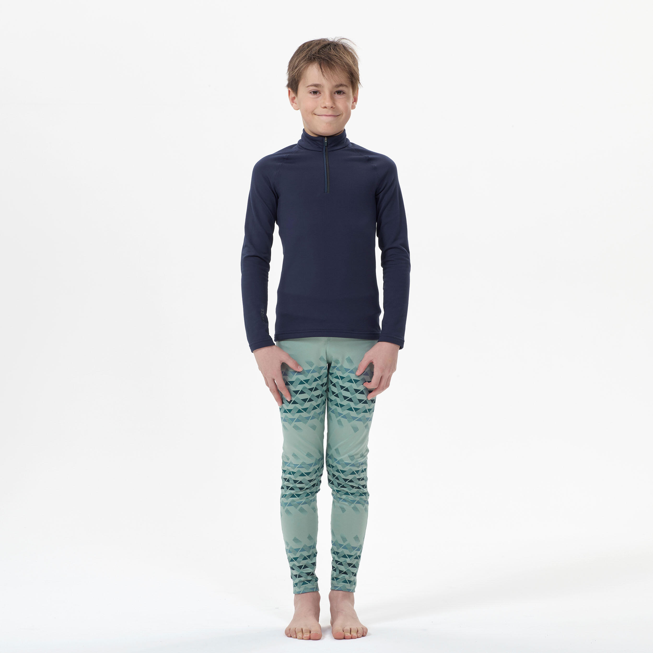 Kids’ Ski Base Layer Bottoms - 500 - Green 8/8