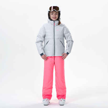 Kids’ warm and waterproof padded ski jacket - 100 warm grey