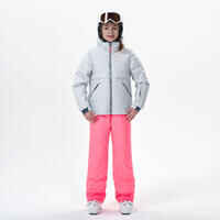 Kids’ warm and waterproof padded ski jacket - 100 warm grey