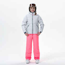 Kids’ warm and waterproof padded ski jacket - 100 warm grey