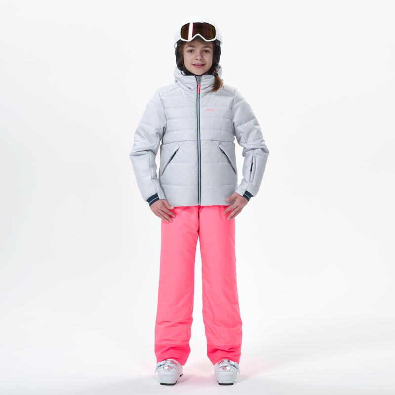 Casaco acolchoado de ski criança quente e impermeável - 100 WARM cinzento