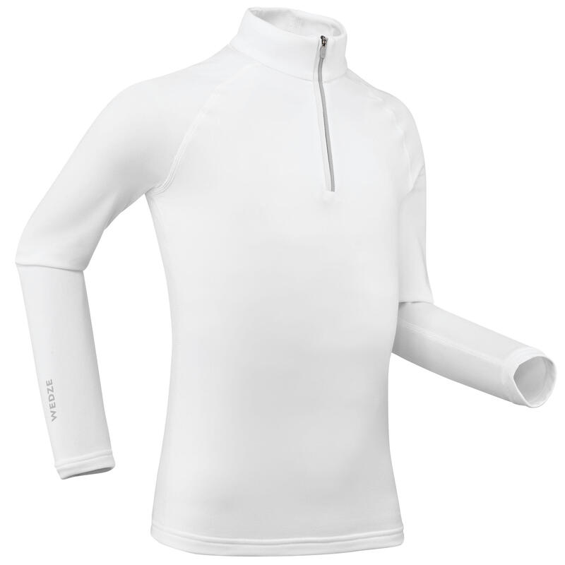 Camisola Térmica de Ski Criança 500 1/2 Fecho Branco