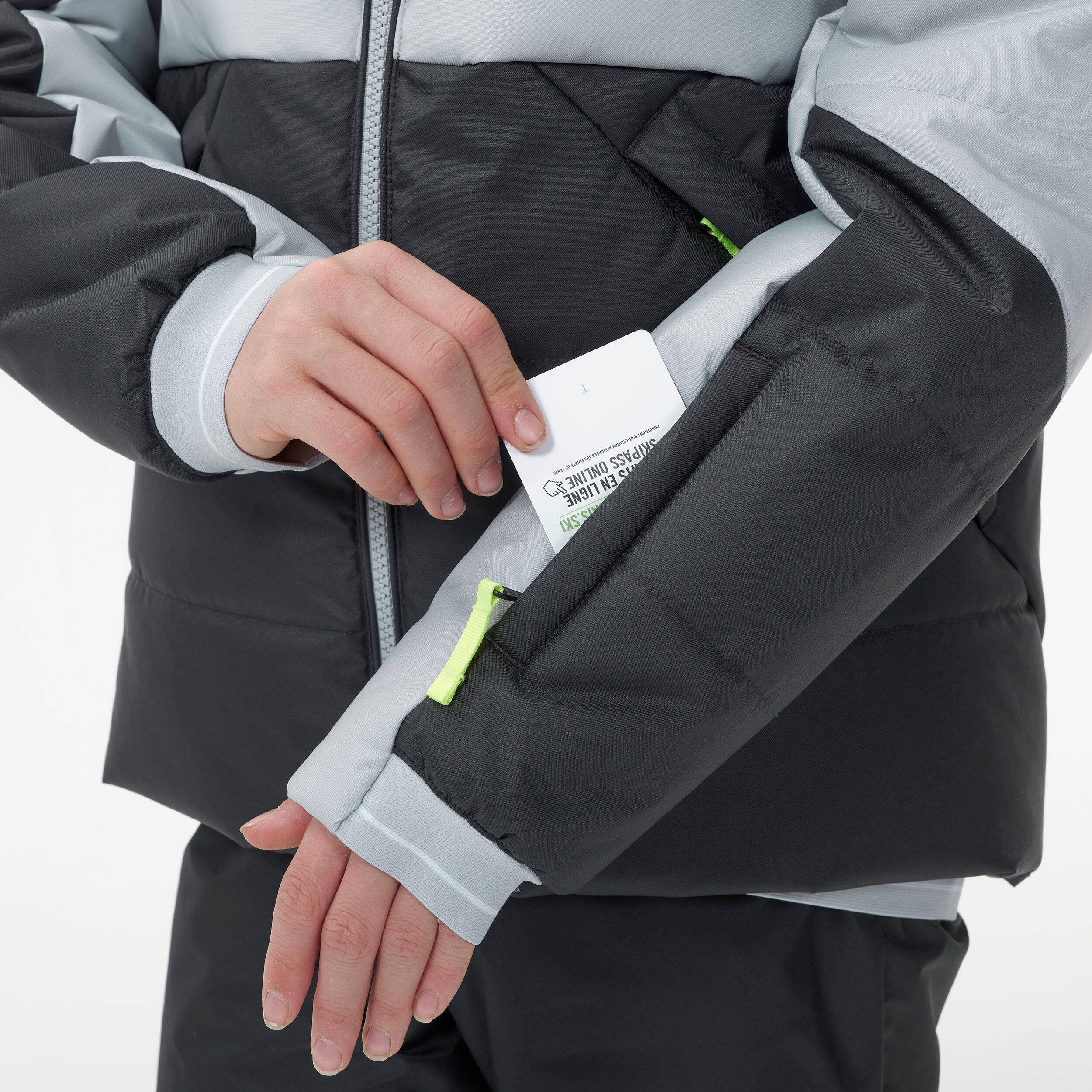 Very warm and waterproof children's padded ski jacket 180 WARM - black and grey -  4