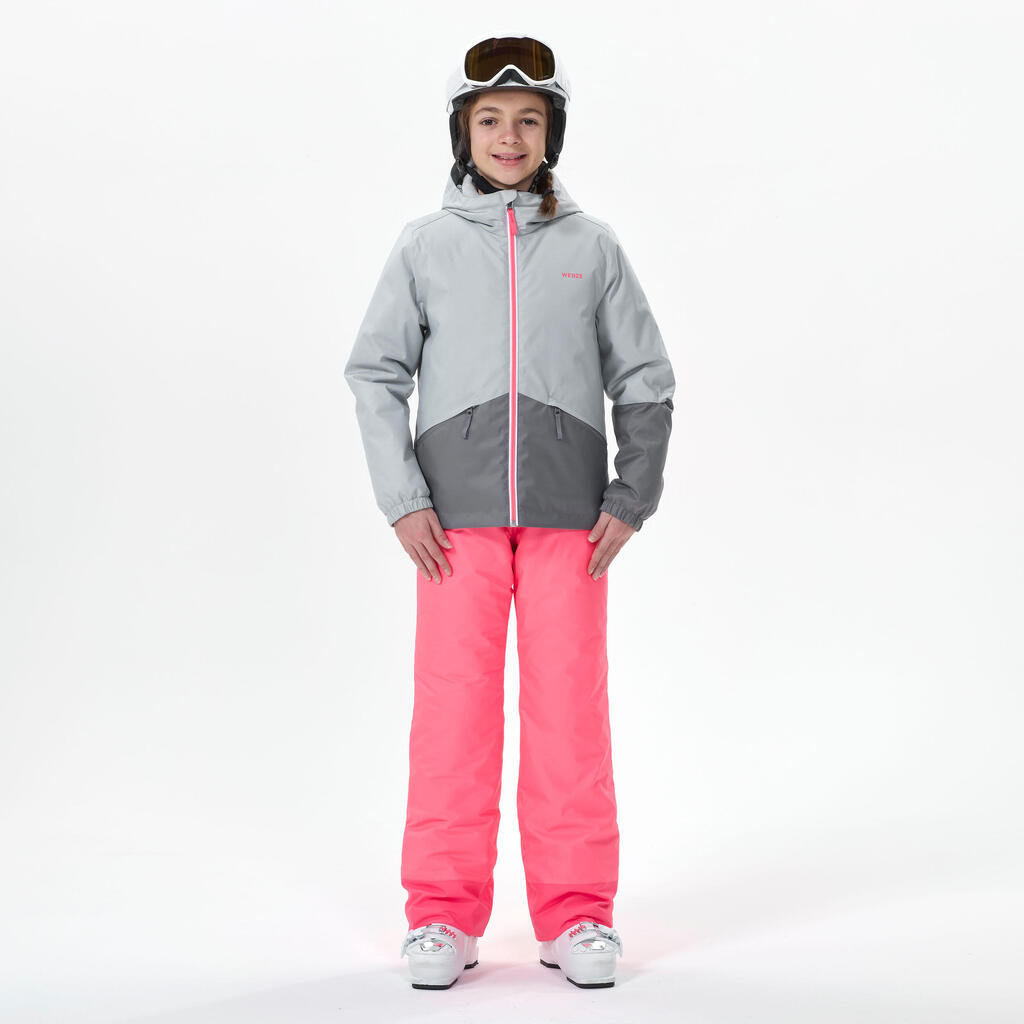 Detská lyžiarska bunda 100 nepremokavá sivá