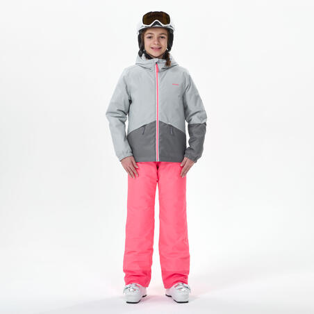 Siva dečja vodootporna jakna za skijanje 100