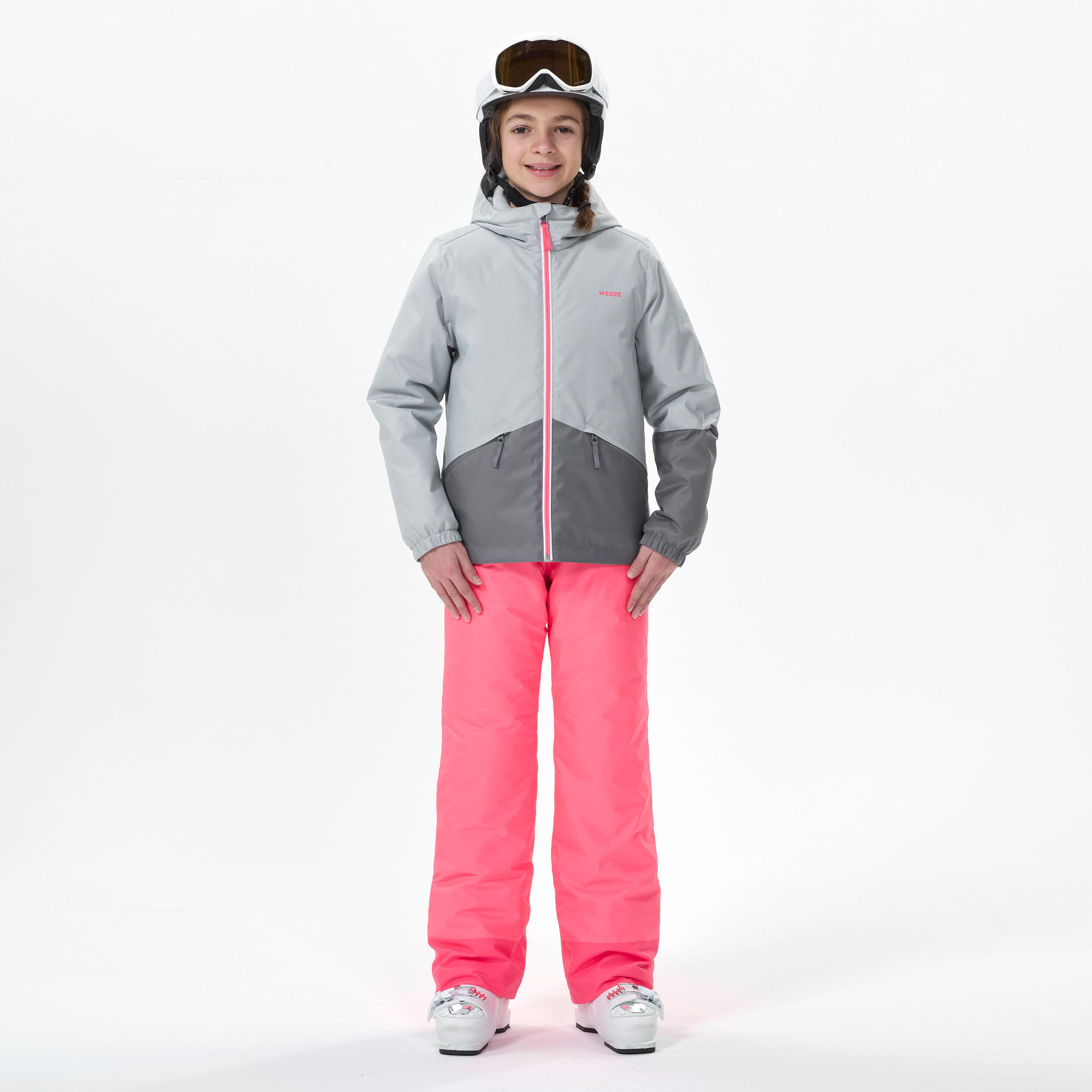 KIDS’ WARM AND WATERPROOF SKI JACKET   - 100 - GREY 8/10