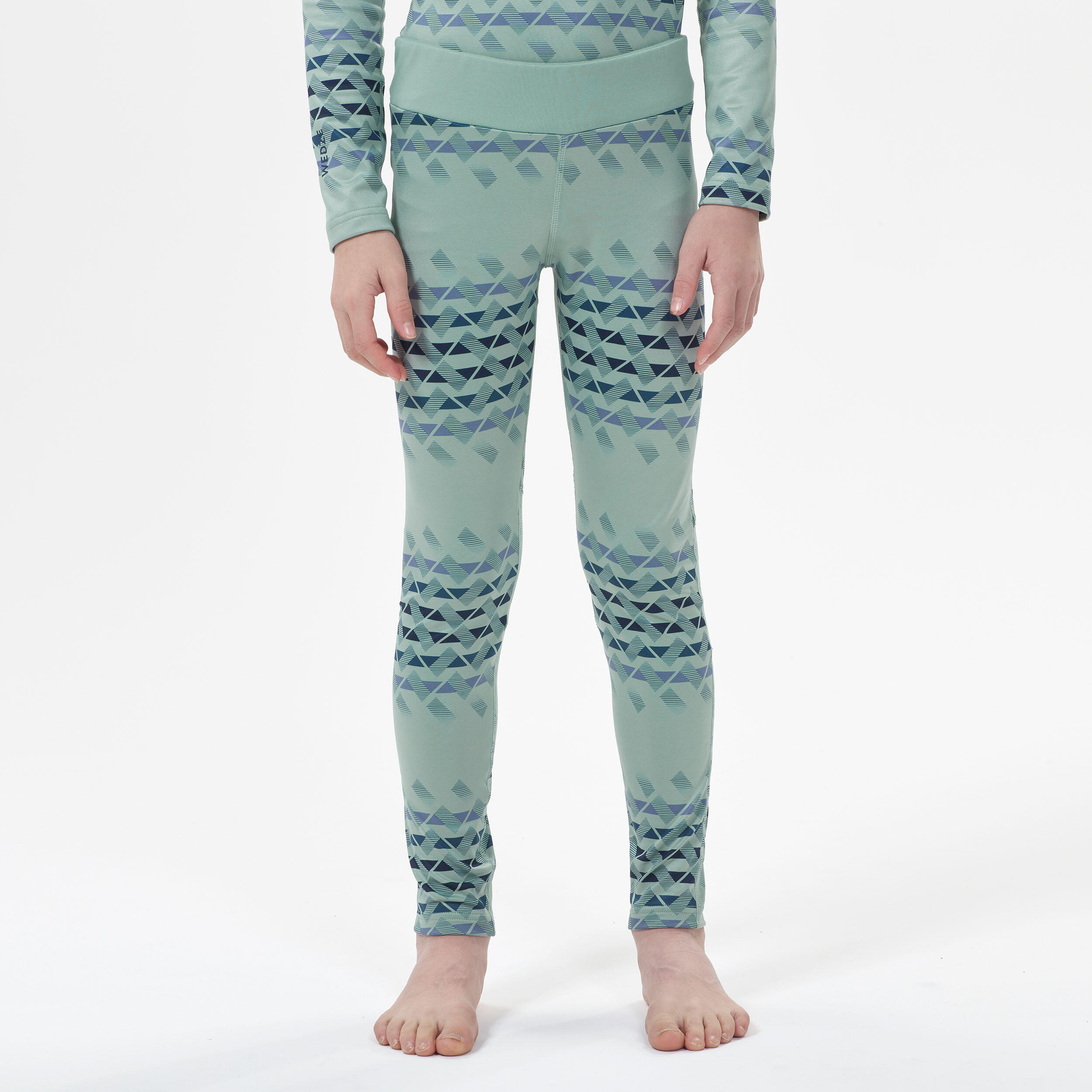 Kids’ Ski Base Layer Bottoms - 500 - Green 3/8
