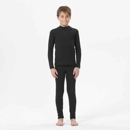 Vaikiški apatiniai slidinėjimo marškinėliai „100“, juodi