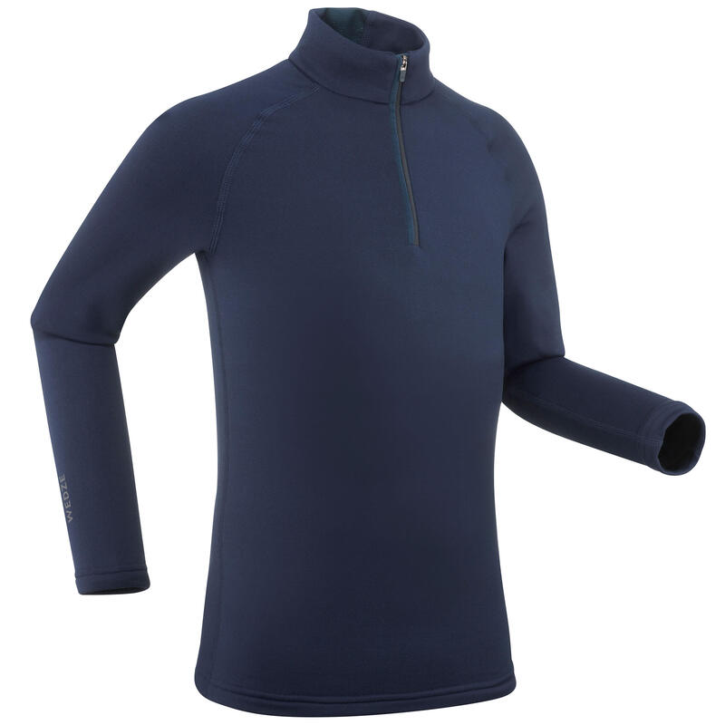 Kinderthermoshirt voor skiën BL 500 1/2 rits blauw