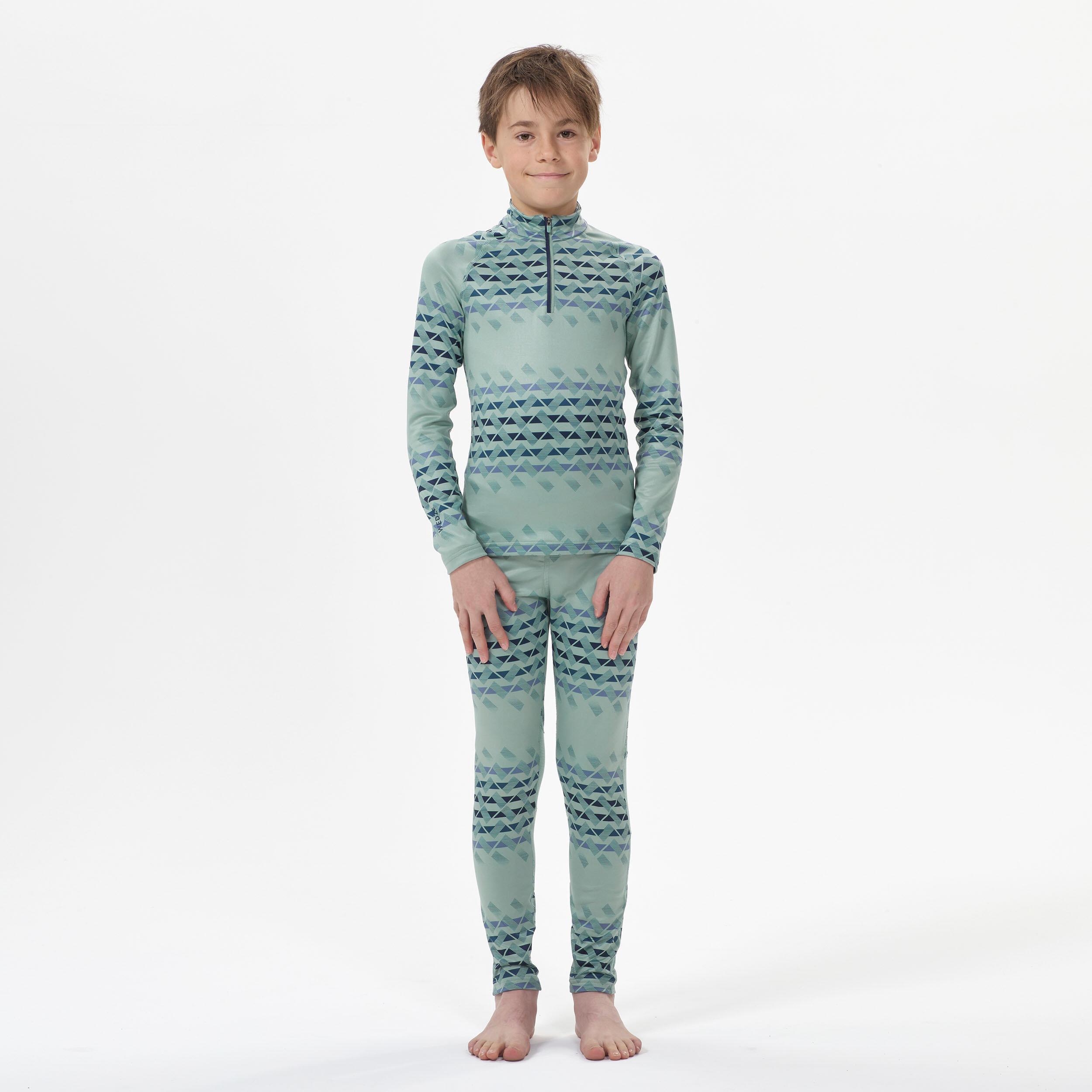 Kids’ Ski Base Layer Bottoms - 500 - Green 2/8