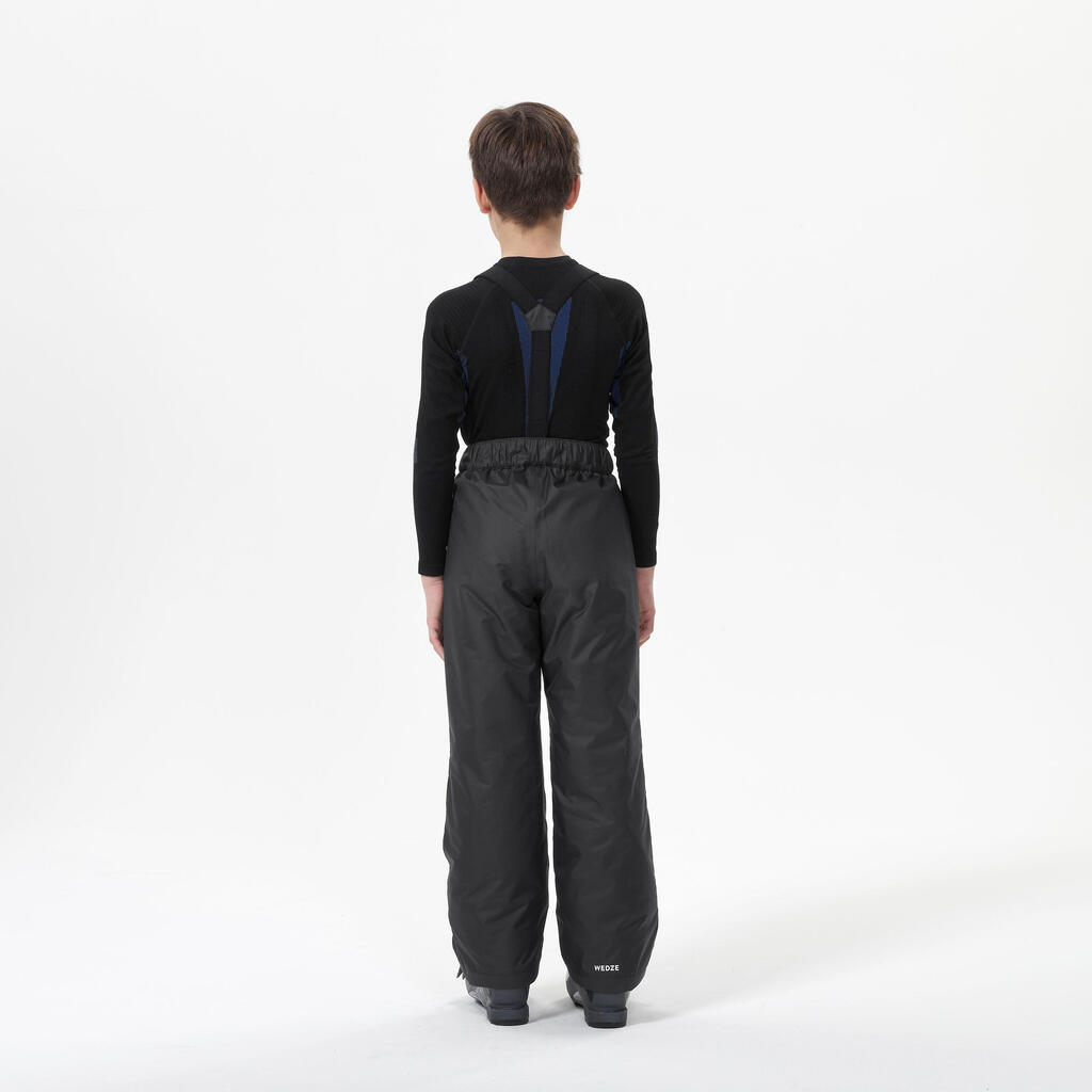 PANTALON DE SKI ENFANT CHAUD ET IMPERMEABLE 100 GRIS FONCE
